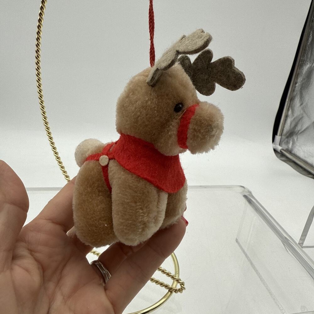 Vintage 1985 McDonalds Coca Cola Plush Reindeer Christmas Tree Ornament